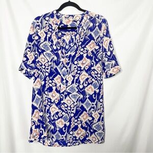 Tucker 100% Silk Ikat Print Button Down Shirt